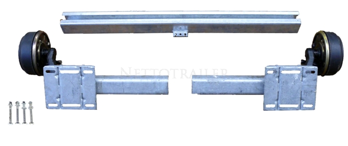 UNIVERSAL AKSEL - JUSTERBAR C-MÅL 1760 - 2450mm MED BREMSE 1400 KG  4x100 ("Knott")