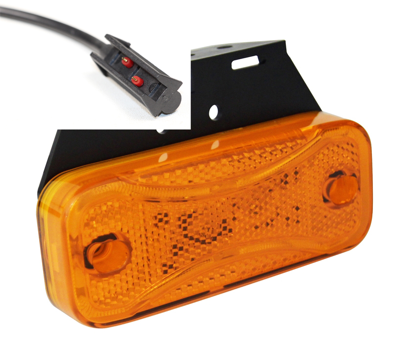SIDEMARKERINGSLYGTE 12/24V P&R LED ORANGE 0,5MTR M/90 GR. HOLDER