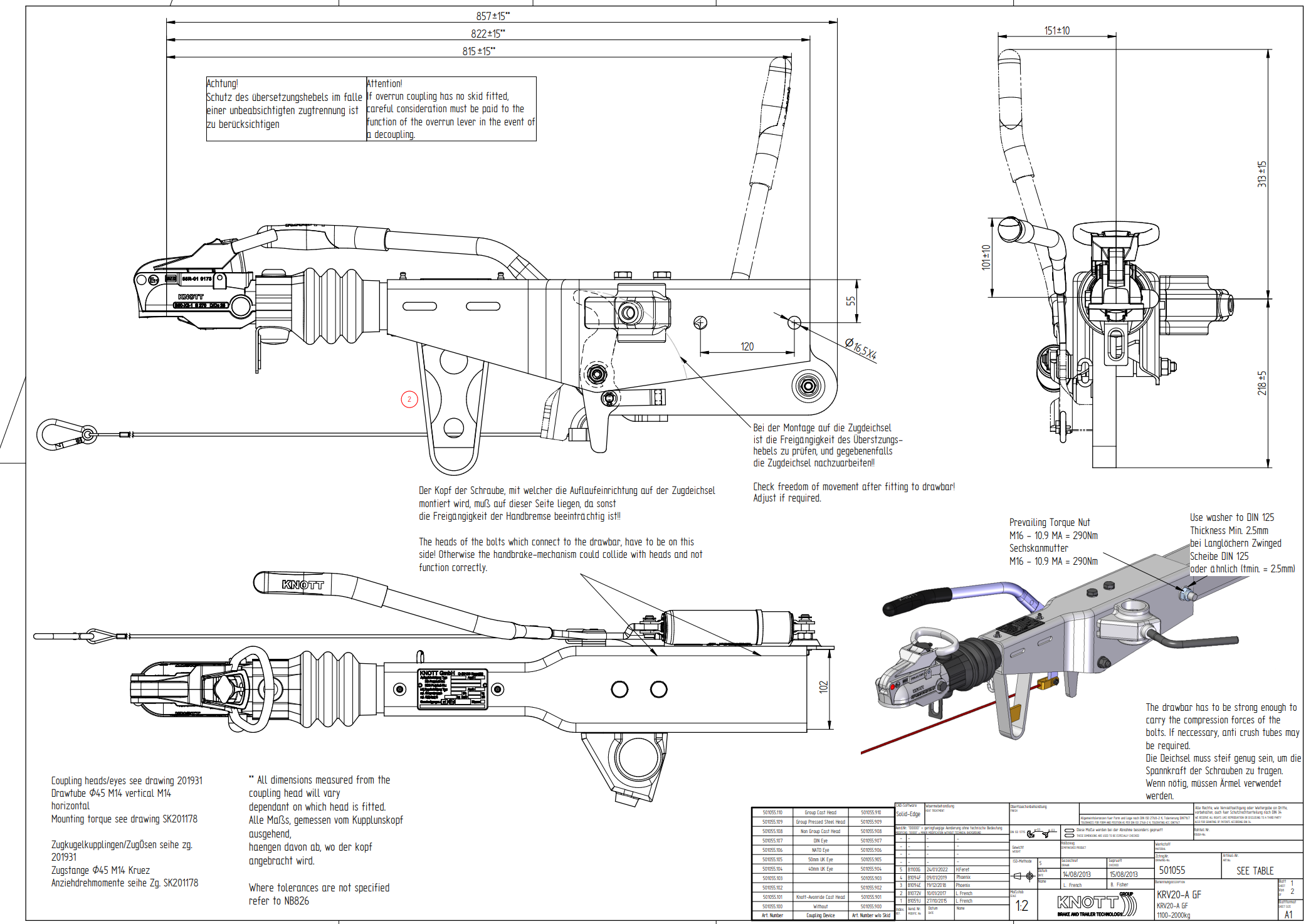 KNOTT KRV20 PÅLØBSBREMSE M/KONSOL - 1100-2000kg